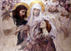 Kristus velsigner en ung kvinne (olje på lerret) av James Jebusa Shannon