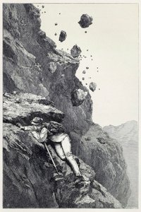 A Cannonade on the Matterhorn, fra Scrambles amongst the Alps i årene 1860 - 69, pub. 1871 av James Mahoney