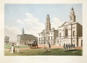 Blue-coat Hospital, Dublin, 1798 (håndfarget gravering)