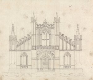 Forberedende tegning for design 11, plate 9 av A Collection of Designs for Rural Retreats av James Malton