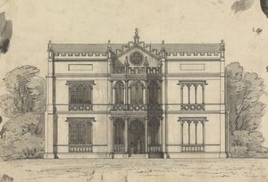 Forberedende tegning for design 21, plate 19 av A Collection of Designs for Rural Retreats av James Malton