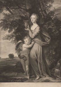 Frøken Frances Greville og hennes bror som 'Hebe' og 'Cupid' av James McArdell