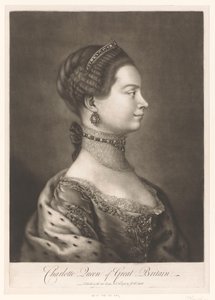 Portrett av Charlotte van Mecklenburg Charlotte Queen of Great Britain (tittel på objekt) av James McArdell