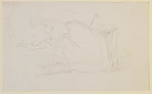 En jente lener seg tilbake på en sofa og leser av James Abbott McNeill Whistler