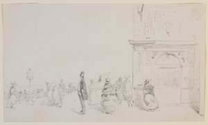 En gruppe figurer på en esplanade av James Abbott McNeill Whistler