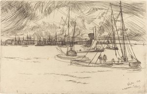 Amsterdam fra Tolhuis av James Abbott McNeill Whistler