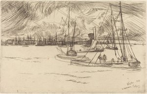 Amsterdam sett fra Tolhuis av James McNeill Whistler