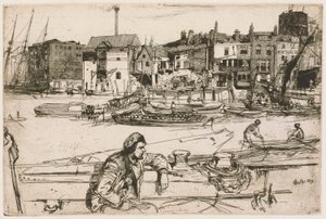 Black Lion Wharf, fra Thames-settet (en serie med seksten etsninger av scener på Themsen og andre emner) av James Abbott McNeill Whistler