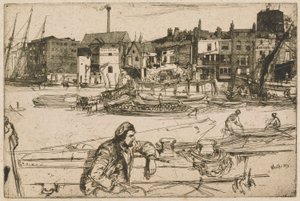 Black Lion Wharf, fra Thames-settet (en serie med seksten etsninger av scener på Themsen og andre emner) av James Abbott McNeill Whistler
