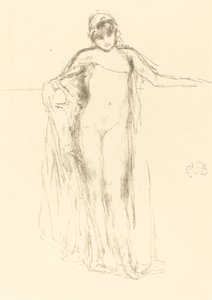 Drapert modell, stående av James Abbott McNeill Whistler