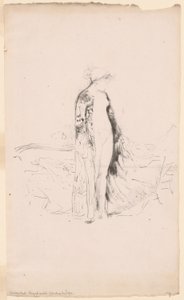 Drapert modell, stående ved en sofa av James Abbott McNeill Whistler