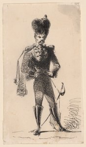Hussar (recto) Mann med topphatt og bandasjert hode (verso) av James Abbott McNeill Whistler