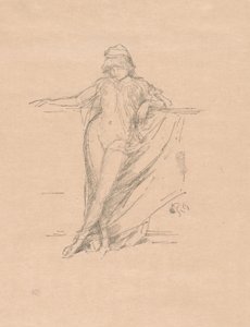 Liten drapert figur, skjev av James Abbott McNeill Whistler