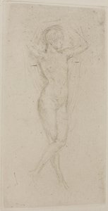 Naken jente med armene hevet av James Abbott McNeill Whistler