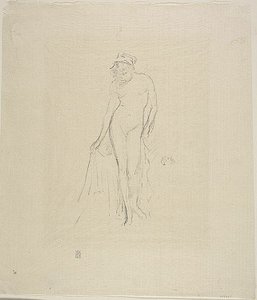 Nakenmodell, stående av James Abbott McNeill Whistler