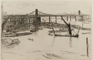 Old Hungerford Bridge av James Abbott McNeill Whistler