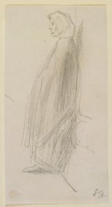 Profilskisse av en gammel kvinne stående av James Abbott McNeill Whistler