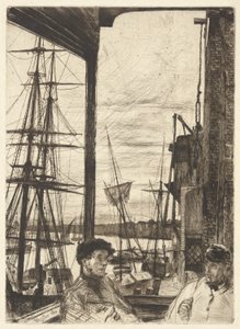 Rotherhithe (Wapping), fra Thames Set (En serie med seksten etsninger av scener på Themsen og andre emner) av James Abbott McNeill Whistler