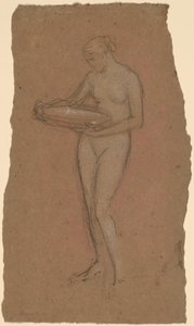 Stående naken kvinne holder en bolle [recto] av James Abbott McNeill Whistler