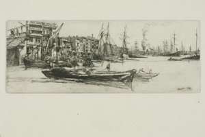 Thames Warehouses av James Abbott McNeill Whistler