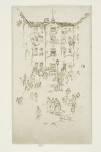 The Courtyard, Brussel av James Abbott McNeill Whistler