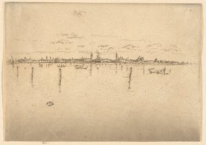 Det lille Venezia, fra det første Venezia-settet (Venezia, en serie med tolv etsninger) av James Abbott McNeill Whistler