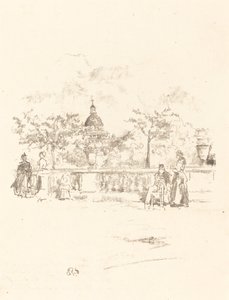 Pantheon, fra terrassen til Luxembourghagen av James Abbott McNeill Whistler