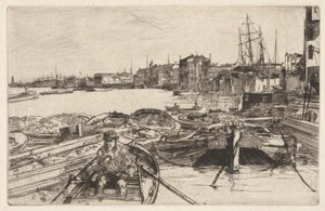 The Pool, from the Thames Set (En serie med seksten etsninger av scener på Themsen og andre emner) av James Abbott McNeill Whistler