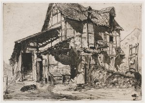 Den usikre leiegården. En av de tolv etsningene fra naturen (The French Set) av James Abbott McNeill Whistler