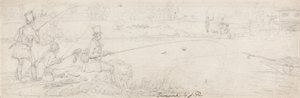 Bunnfiske nær Totten Mill (grafitt på papir) av James Pollard