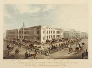 Nordøst-utsikt over det nye generelle postkontoret, 1829 av James Pollard