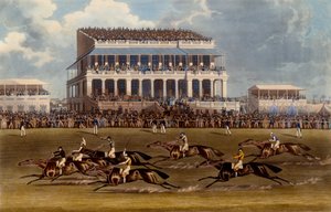 The Grand Stand at Epsom Races, trykk laget av Charles Hunt, 1836 (akvatint) av James Pollard