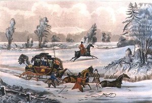 The Mail Coach in a Drift of Snow, gravert av G. Reeves, pub. av J. Watson 21.9.1825 (gravering) av James Pollard