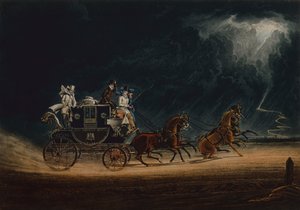 Posttreneren i tordenvær på Newmarket Heath av James Pollard