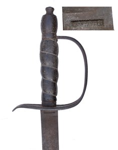 Lojalist (Tory) offisers kavaleri sabel, amerikansk revolusjonskrigen (metall og lær) av James Potter