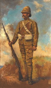 En britisk infanterist i marsjerende rekkefølge
