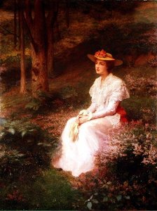 Elegant dame sitter i Woodlands av James R. Lee