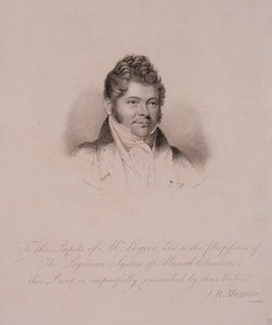 Portrett av Johann Bernhard Logier (1777-1846) gravert av H. Meyer (gravering) av James Robert (after) Maguire