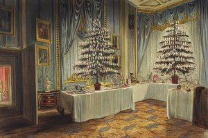 Hertuginnen av Kent juletrær på Windsor Castle. 1850