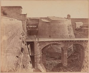 Bro ved Porta Reale, Malta, rundt 1856 av James Robertson