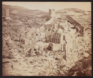 «Mar Saba-klosteret. 1857» [Den store lavraen til den hellige Sabbas, kjent på arabisk som Mar Saba - et ortodokst kloster i Kedrondalen på Vestbredden, øst for Betlehem] av James Robertson