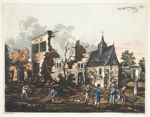 Chateau of Hougoumont: En utsikt over interiøret redusert til en haug med ruiner