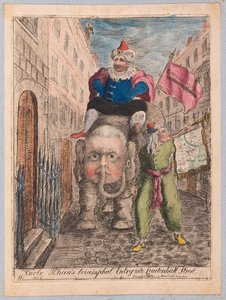 Carlo Khans Triumphal Entry into Leadenhall Street, pub. 1783 (håndfarget gravering)