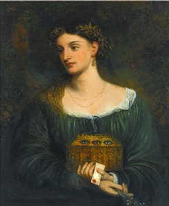 Prerafaelittiske malerier: Pandora (Pandore) par Smetham, James (1821-1889), ca 1865. Olje på lerret, 76,5x61. Privat samling