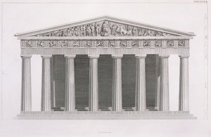Forside av en klassisk bygning, bind II, kapittel I, plate III, fra "The Antiquities of Athens", av James Stuart av James Stuart