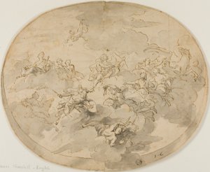 Design for Ceiling Fresco: Apollo and the Muses with Minerva Destroying Ignorance av James Thornhill
