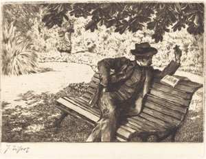 Denoisel Reading in the Garden, 1882. av James Tissot