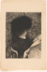 Kvinne leser en avis journalen av James Tissot