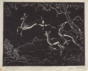 Flight (treblokktrykk) av James W. Reid