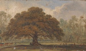 Landskap med hjort under "Tiggerens eik", Dagots park... av James Ward